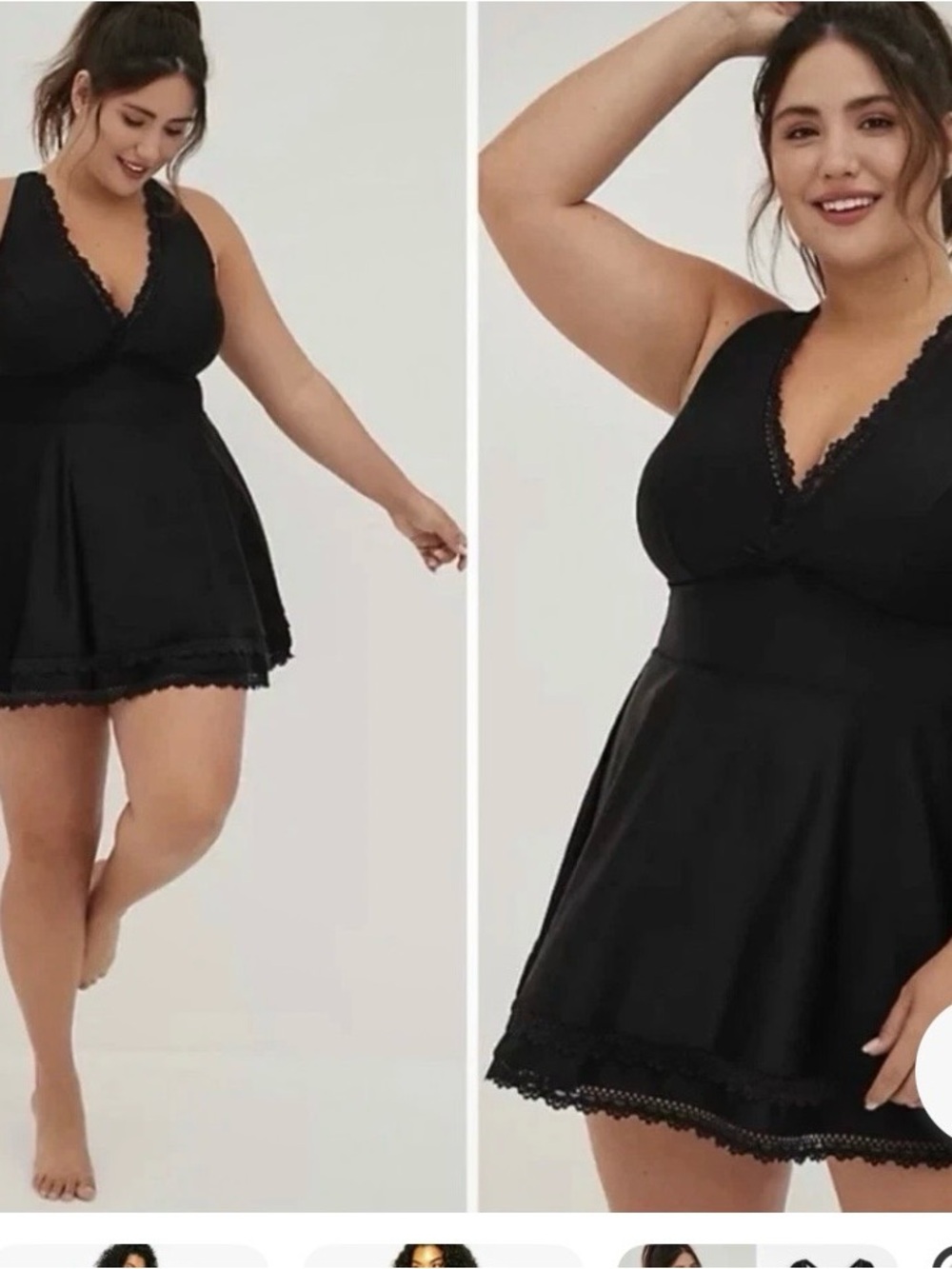 torrid Black Lace-Trim swimsuit Chemise dress